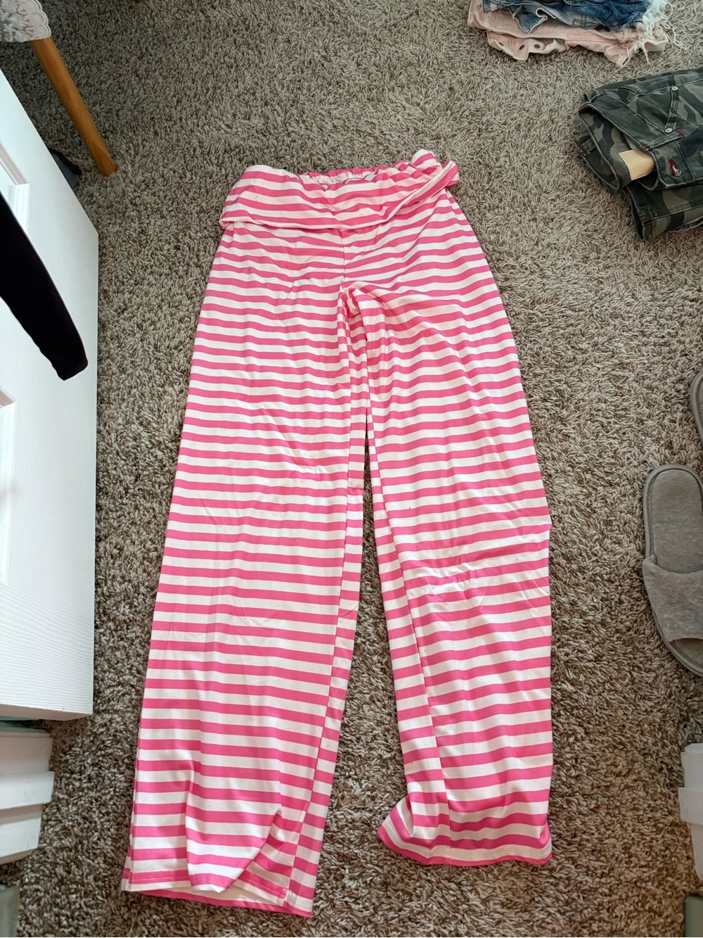 Pink and White Striped Lounge Pants